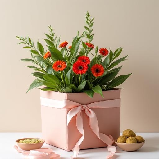A beautifully wrapped plant gift.