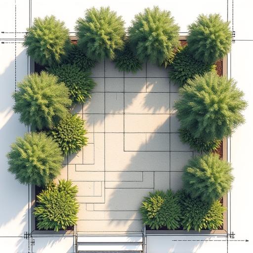 Sketch of a modern garden layout.