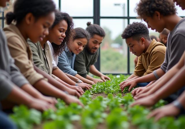 A group of people attending an engaging urban farming workshop.